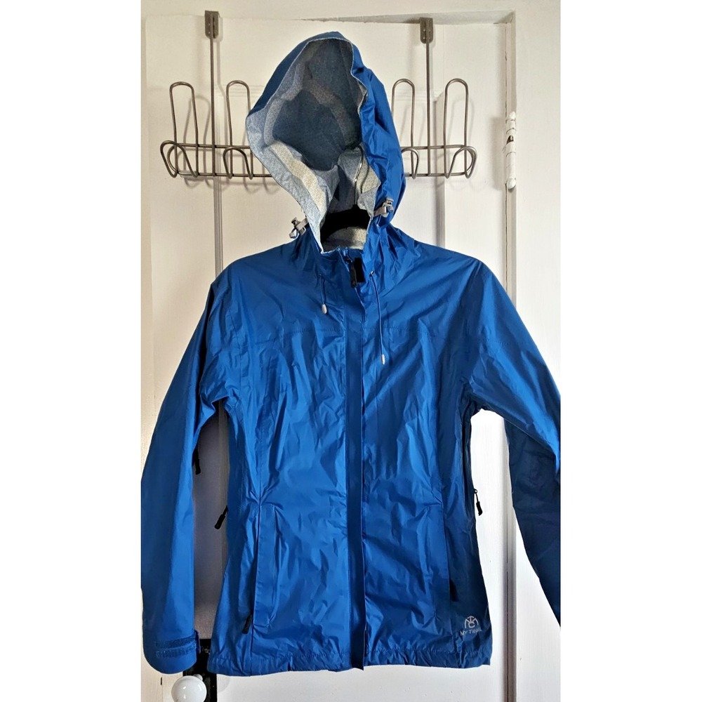 MY TRAIL Co. Storm UL RAIN JACKET BLUE 100% Nylon w hood full zip pockets men S